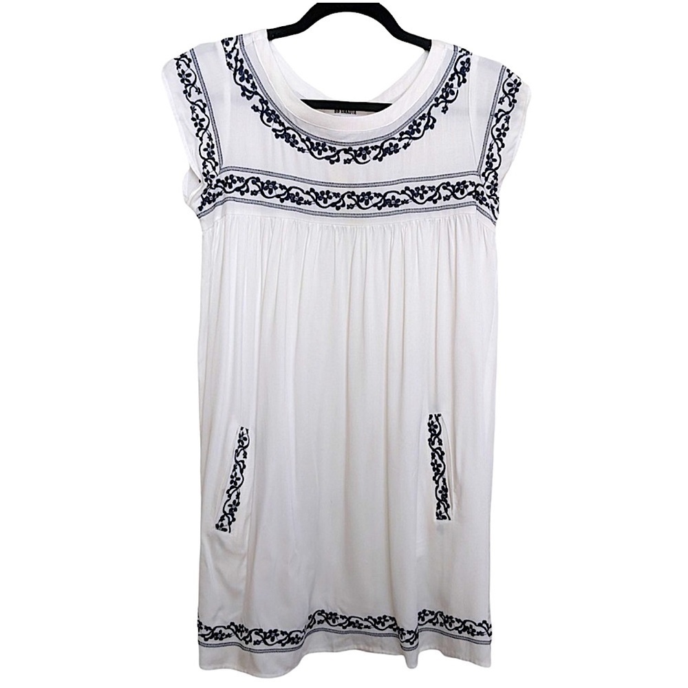 Bb Dakota White Embroidered Mini Shift Dress Size Xs